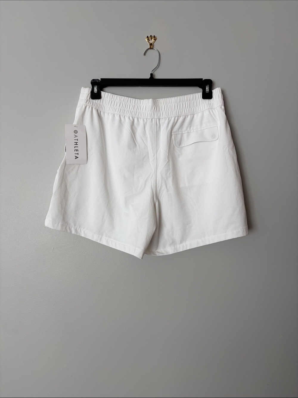 Athleta White Elastic-Waist Athletic Shorts L